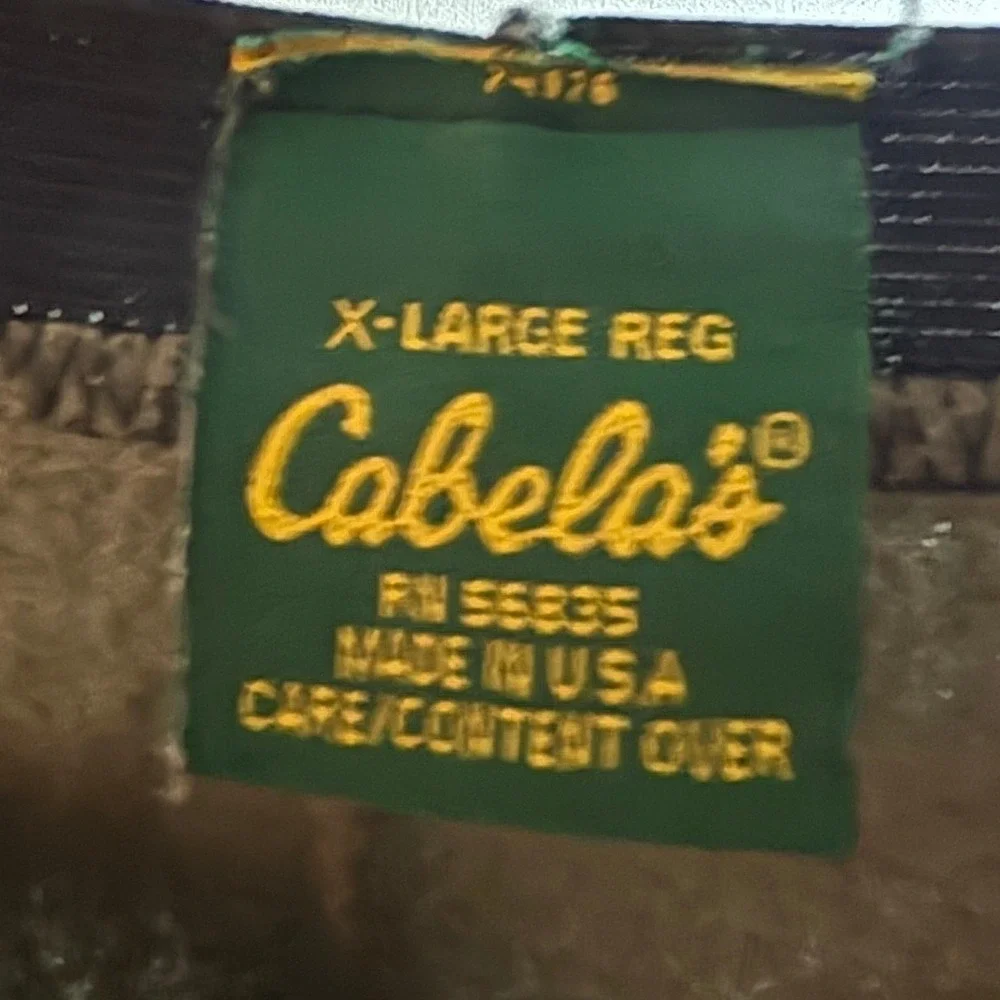 VTG Cabelas Mens XL Thermal Underwear Set Fleece Quarter Zip Pants Brown USA